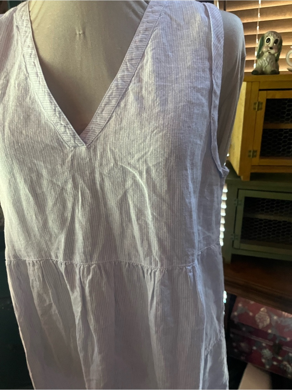 Lucky Brand cotton Baby Blue white striped Sleeveless V-Neck Tunic Dress - Picture 3 of 7